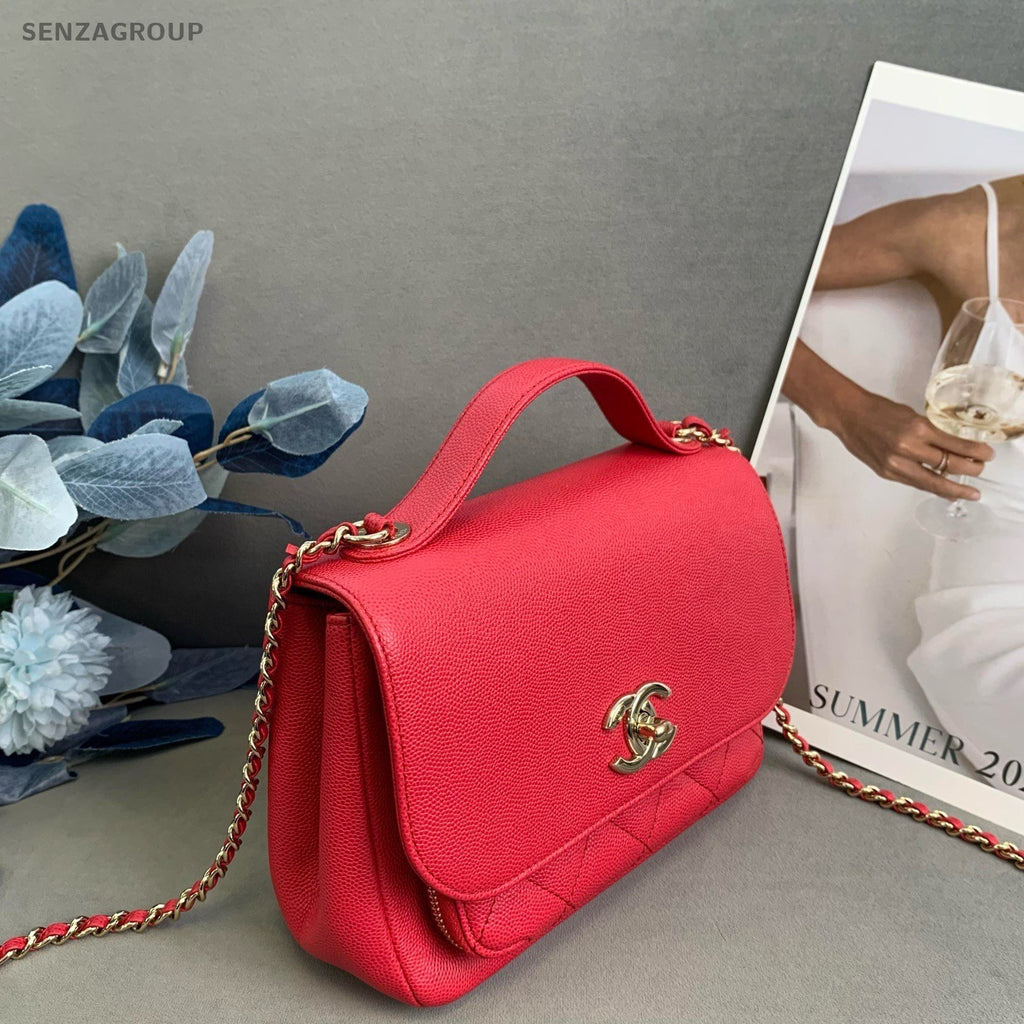 CHANEL Caviar  Top Handle 2way Shoulder bag Red Women