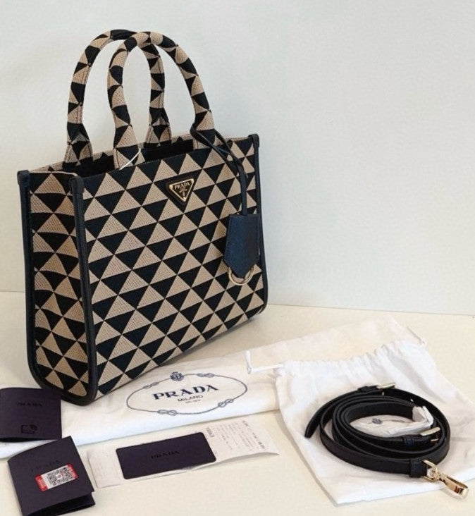 PRADA Symbole Embroidery tote Small 2WAY Shoulder bag
