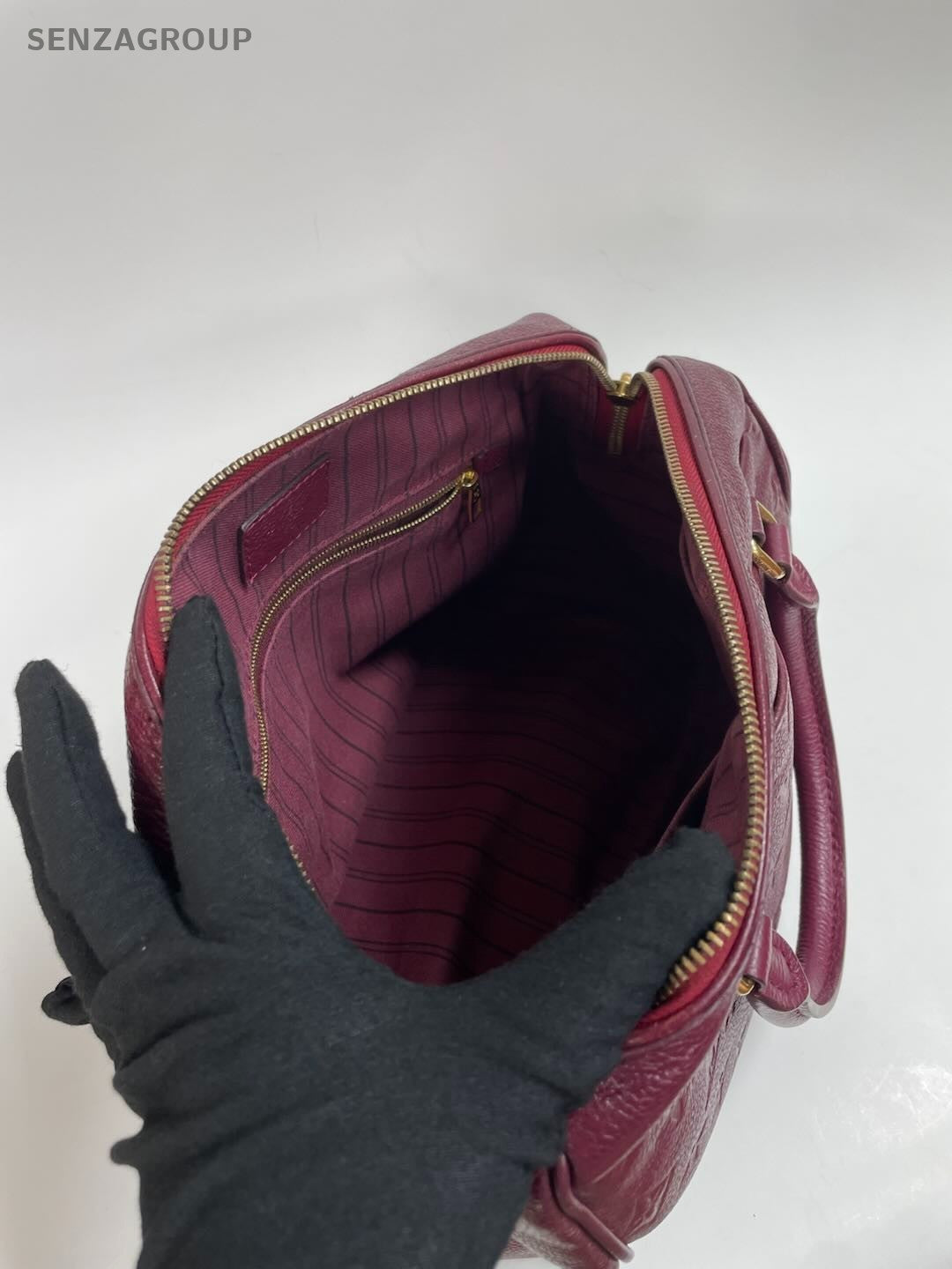 Louis Vuitton Speedy Monogram Top Handle Bag Crossbody Purple Gold Women Classic