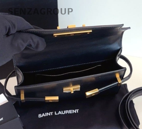 Saint Laurent Manhattan Mini Shoulder Bag Crossbody Black Gold Women Classic