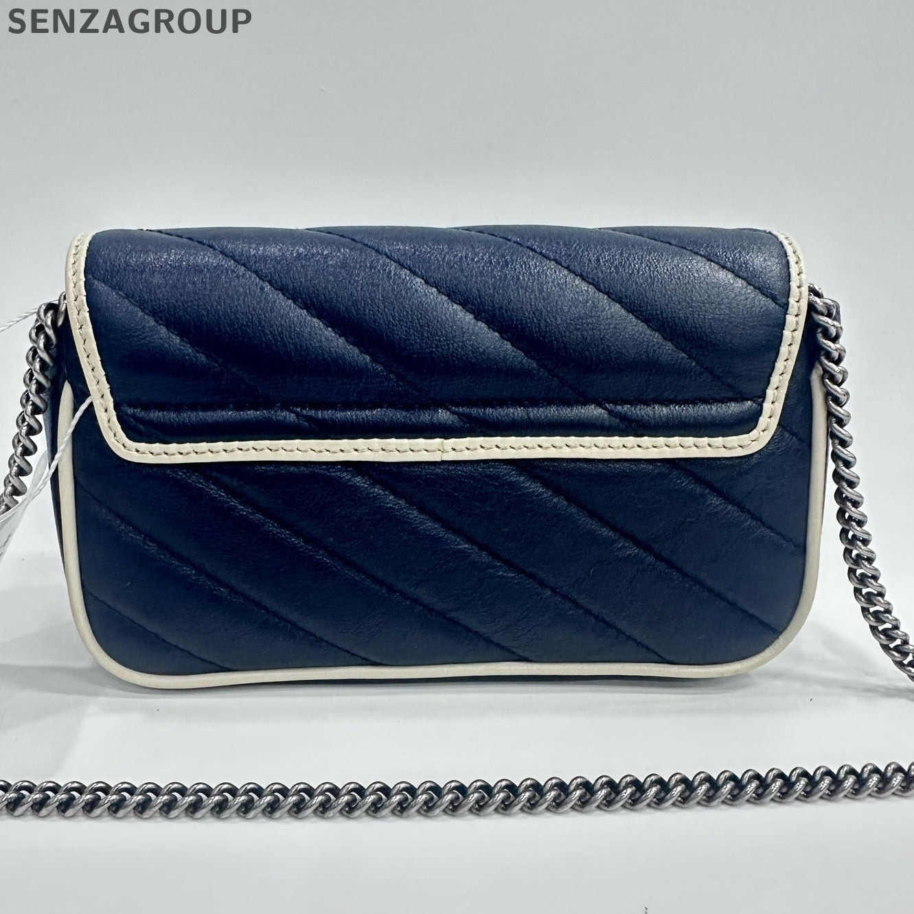 Gucci Marmont Mini Bag Blue White Chain Shoulder Crossbody Classic Women