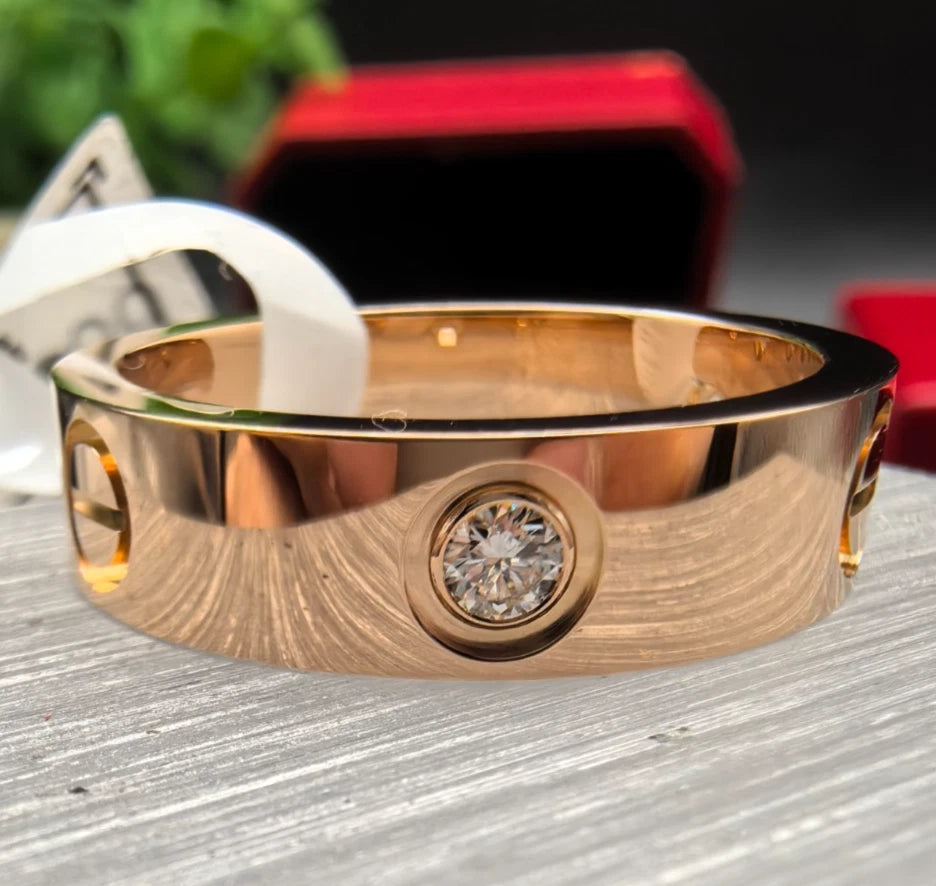 Cartier Love Classic Band Ring 18k Rose Gold and 3 Diamonds EU58/US8.25