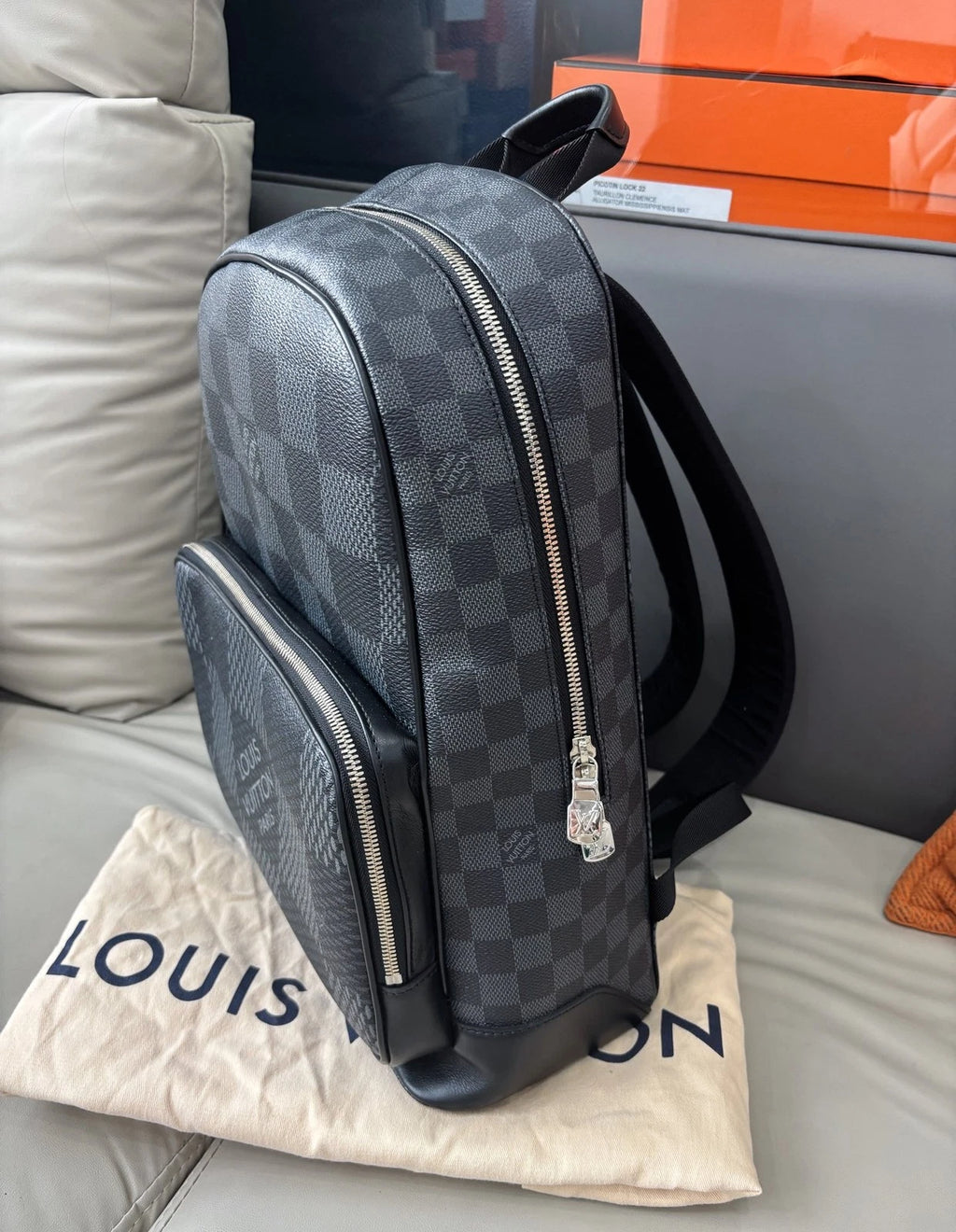 Louis Vuitton Campus Backpack Black Silver Unisex Adults Classic