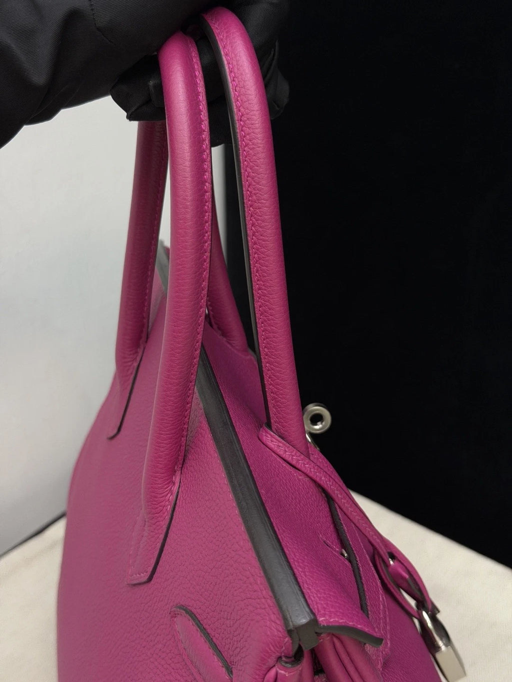 Authentic Hermes Birkin30 Togo Leather Purple Silver Hardware Tote Handbag