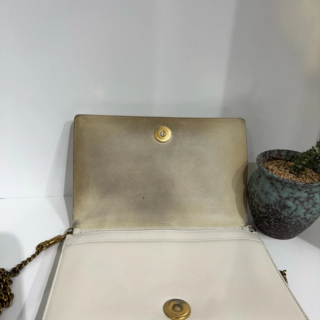 Dior White Rivet Shield Chain Shoulder Crossbody Bag For Women
