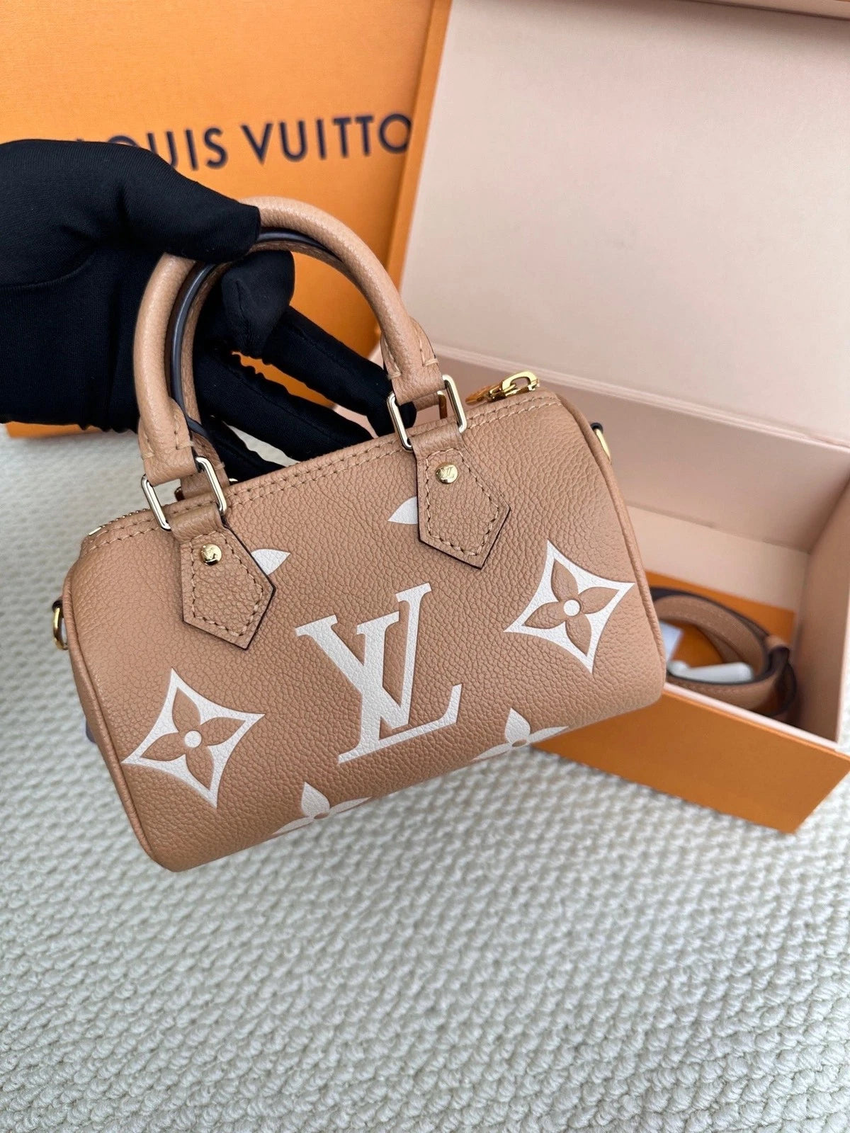 Louis Vuitton Canvas Speedy Nano Beige Handbag For Women