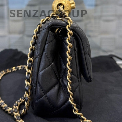 Chanel CF Gold Ball Mini Flap Bag Lambskin Shoulder Bag for Women