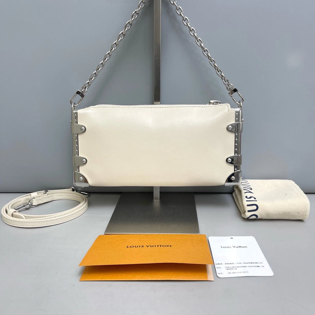Louis Vuitton Slim Trunk Beige 2Way Crossbody Shoulder Bag Women Classic