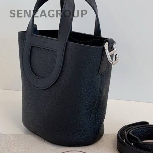 Hermes In The Loop Top Handle Bag Shoulder Bag Black Silver Women Classic
