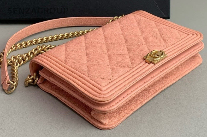 Chanel leboy woc Leather Diamond Chain Shoulder Crossbody Bag Classic Pink Women