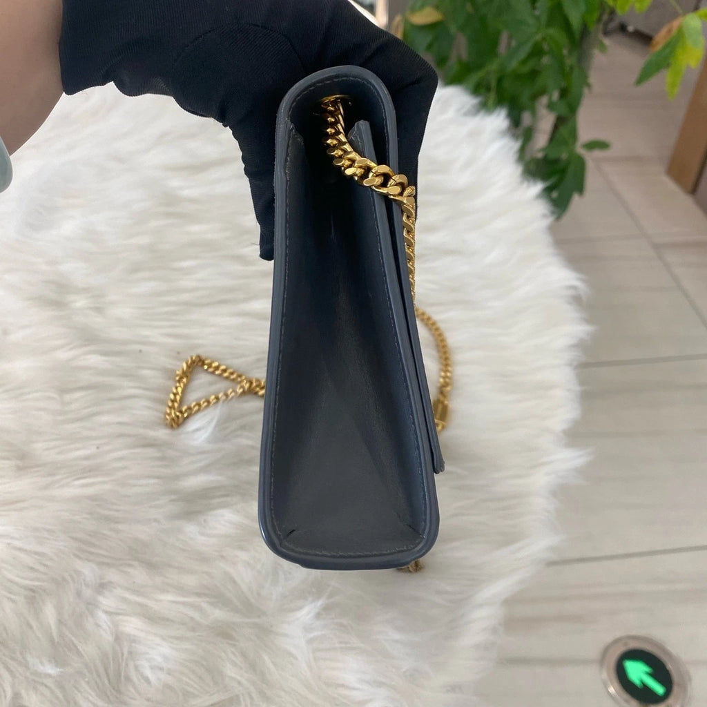 YSL Saint Laurent Kate Tassel Chain Shoulder Crossbody Bag Black Gold