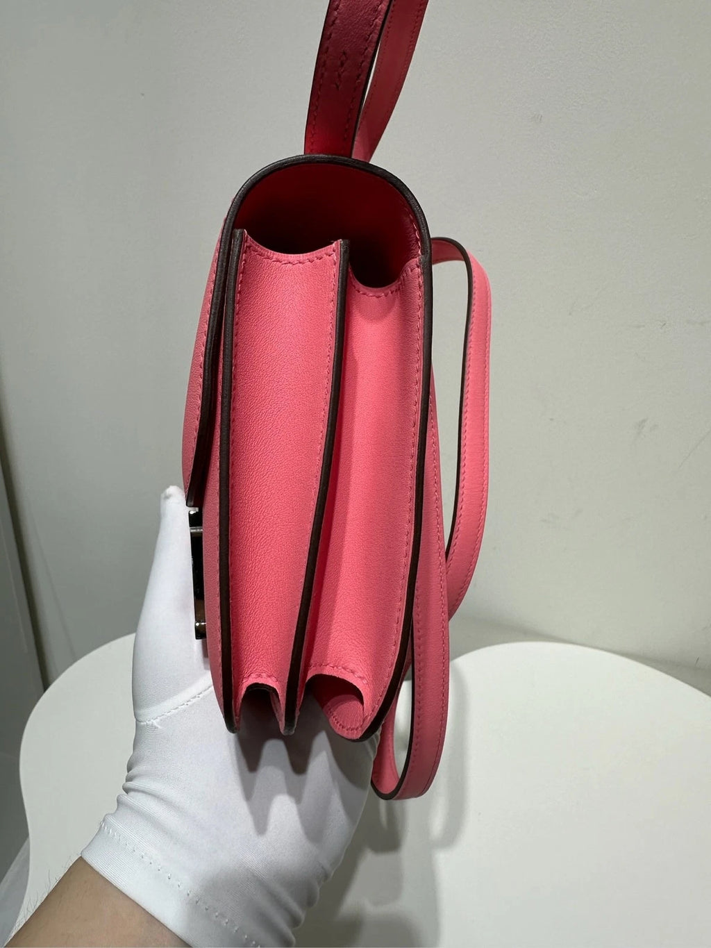 Hermes Constance 19 Pink Swift Leather Crossbody Bag For Women
