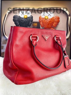 Prada Red Leather Handbag Shoulder Bag for Women