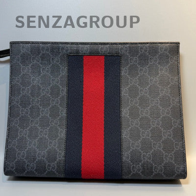 Gucci Supreme Clutch Bag Black Red Zip Women Classic