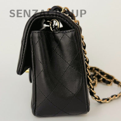 Chanel CF Mini Quilted Flap Bag Black Gold Chain Shoulder Crossbody