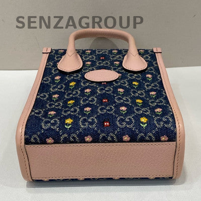 Gucci Denim Mini Tote Bag - Blue & Pink - Fashionable Women's Handbag