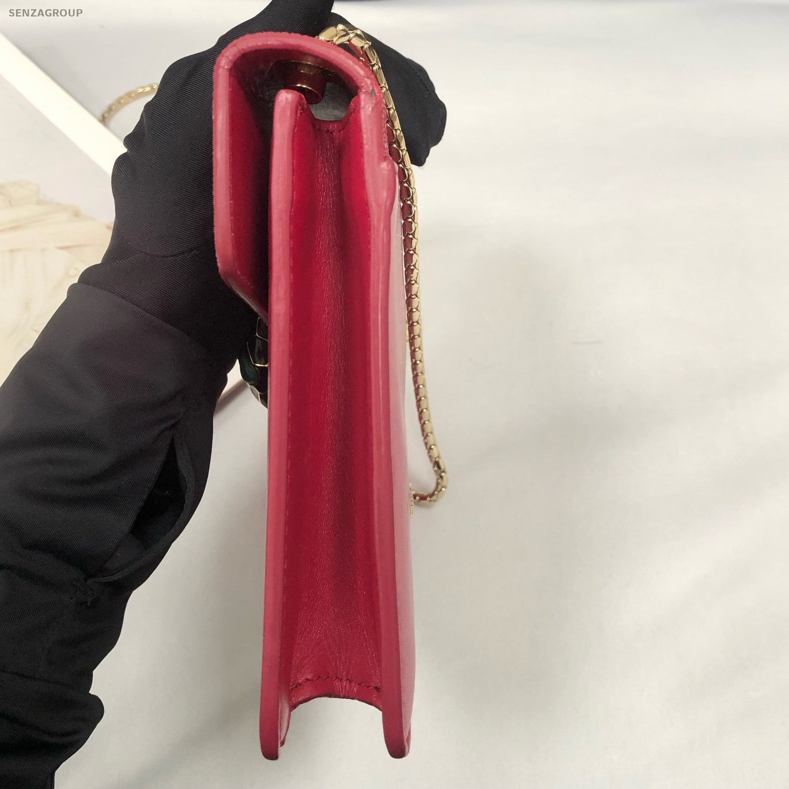 Bvlgari Serpenti Forever Chain Bag Red Gold Women's Classic Shoulder Crossbody