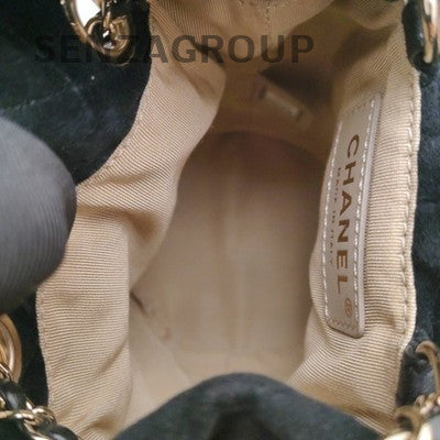 Chanel Quilted Bucket Chain Shoulder Crossbody Bag Black Gold Classic Women