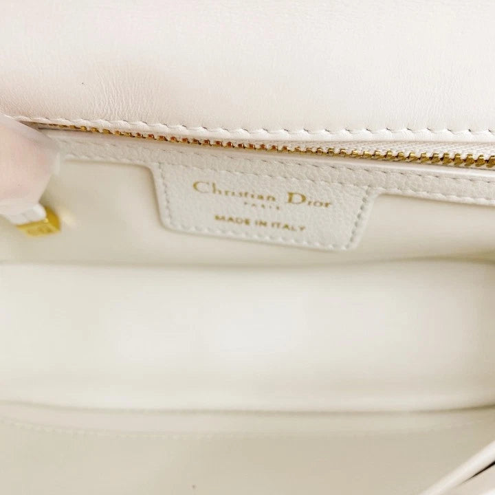 Authentic Dior Caro White Calfskin Shoulder Bag For Women