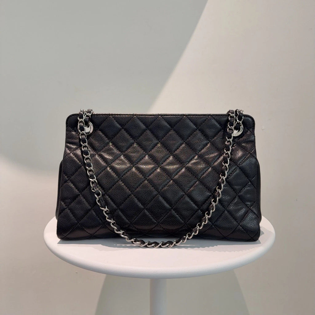 Chanel Caviar Leather Tote Bag Shoulder &amp; Crossbody Bag Black Classic