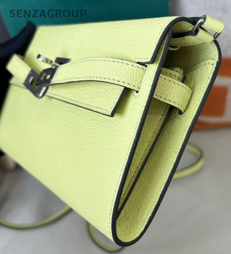 Hermes R9 Kelly To Go Crossbody Yellow Silver Used Women Classic Fashion