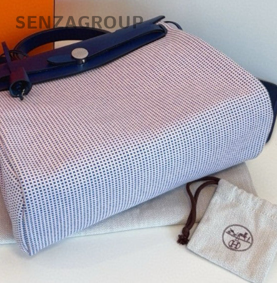 Hermes Herbag Zip31 Top Handle Bag Crossbody Blue White Silver Women Classic