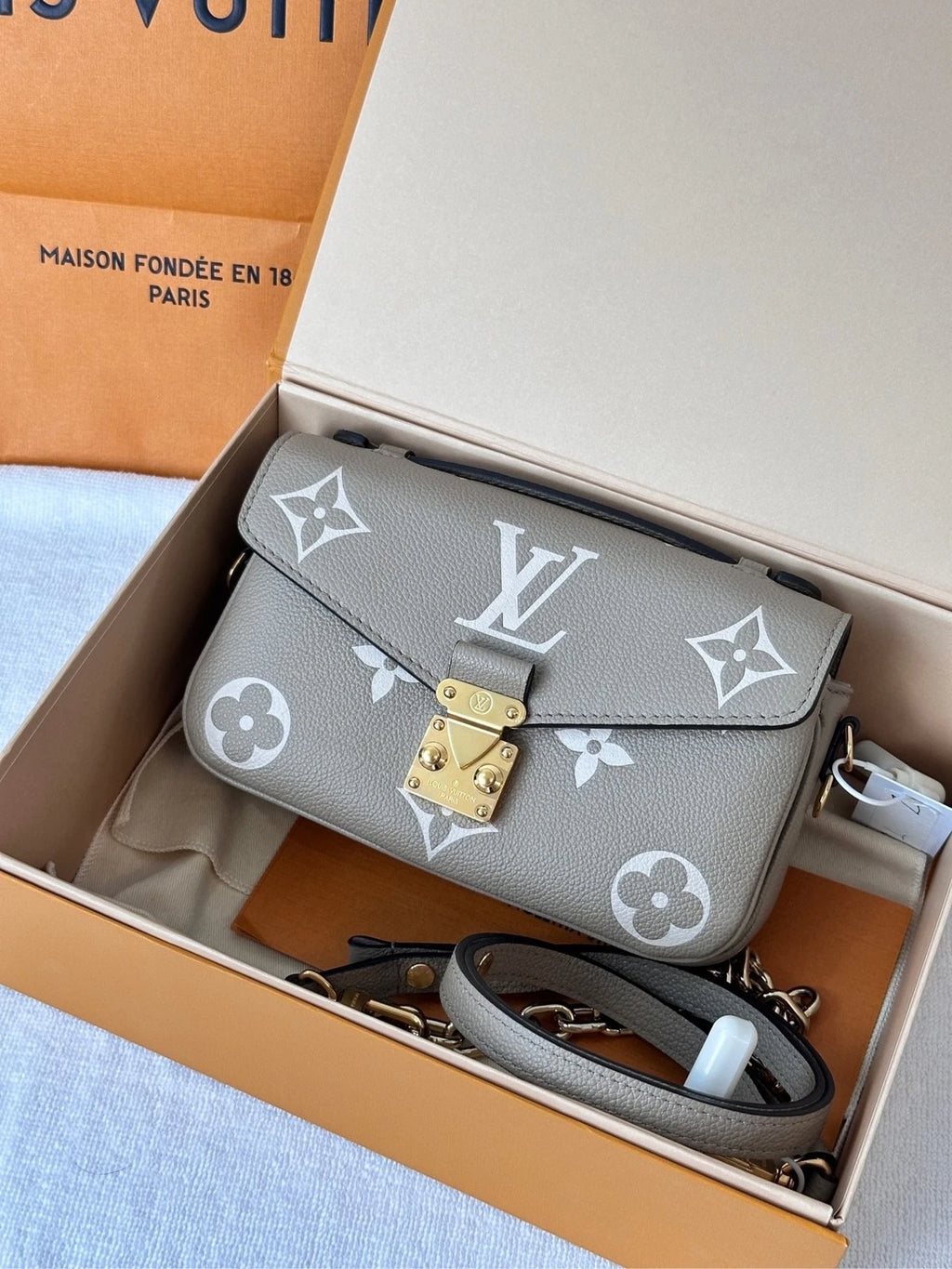 Louis Vuitton Pochette Metis Grey Mini Messenger Crossbody Bag