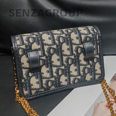 Dior Montaigne Nano Monogram Chain Shoulder Bag Black Gold Women's