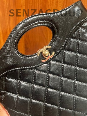 Chanel 31 Bag Mini Quilted Black Gold Hardware Women's Fashion Handbag