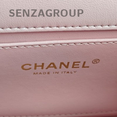 Chanel 24S Light Pink Gold Chain Hobo Shoulder Bag Quilted Pattern