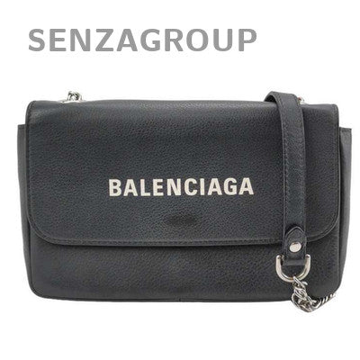 Balenciaga Everyday Leather Black Silver Crossbody Shoulder Bag Women