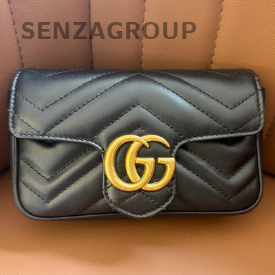 Gucci Marmont Mini Black Gold Chain Shoulder Crossbody Bag Classic Fashion