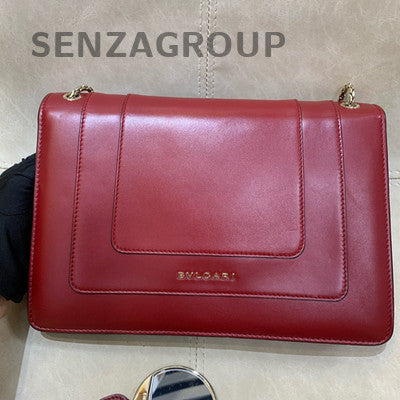 Bvlgari Red Medium Serpenti Forever Bag Gold Chain Shoulder Crossbody