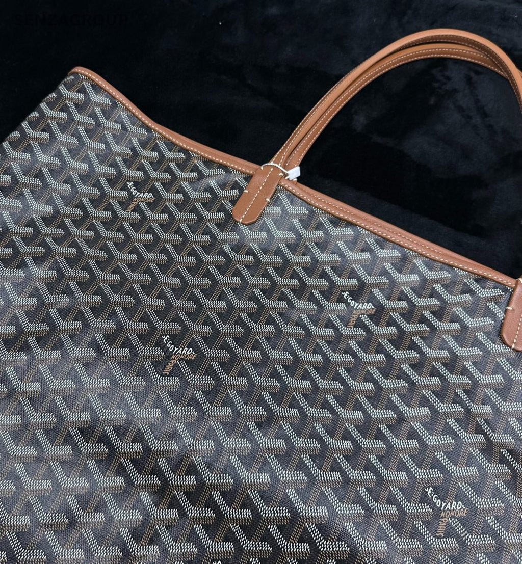 Goyard GM Canvas Monogram Tote Shoulder Bag With Pouch Women Black.