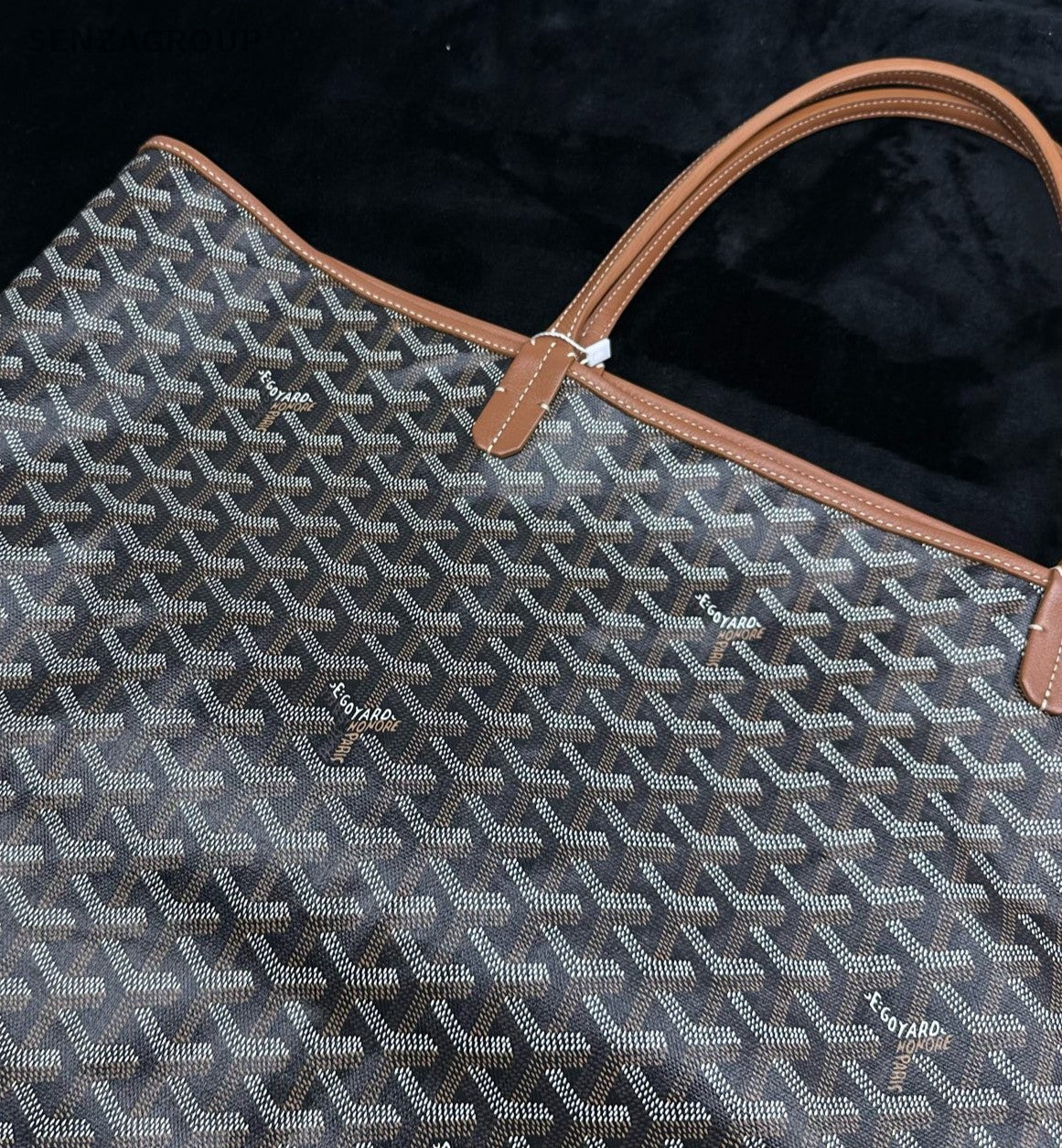 Goyard GM Canvas Monogram Tote Shoulder Bag With Pouch Women Black.
