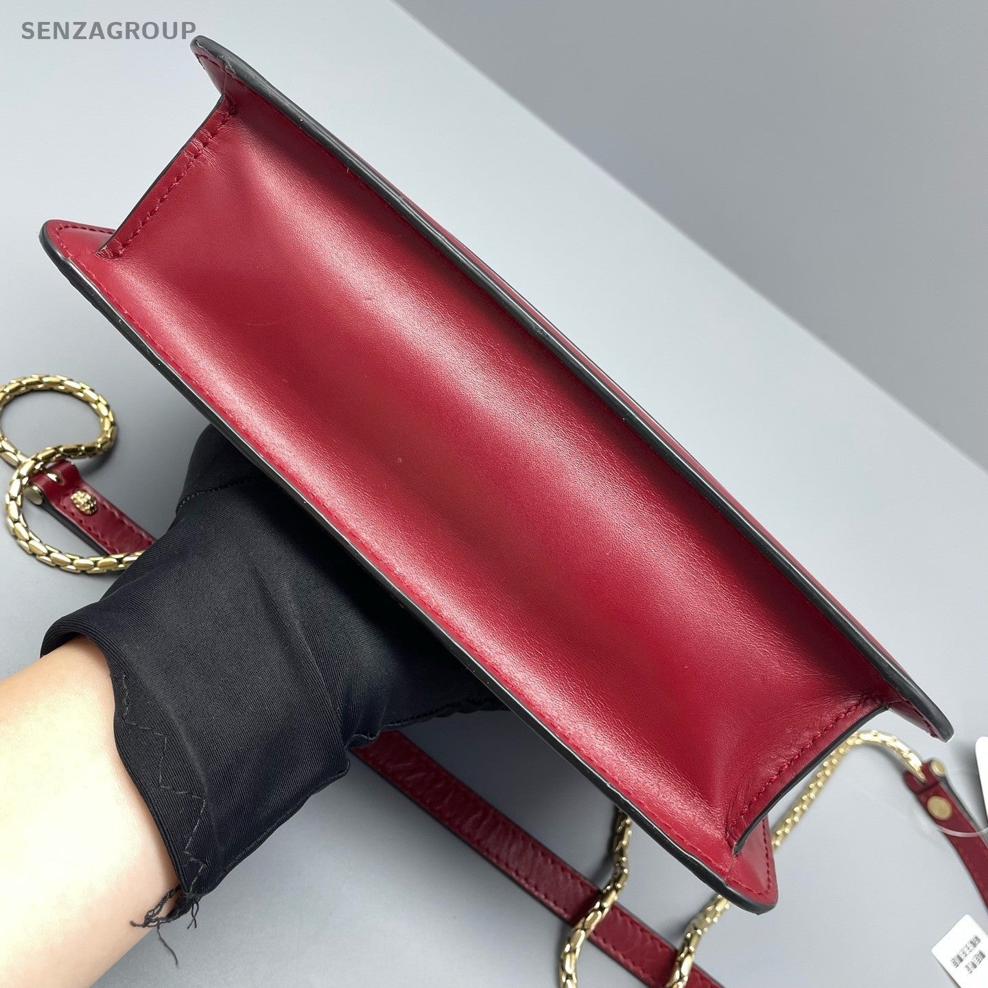 Bvlgari Serpenti PM Chain Shoulder Bag Crossbody Red Gold Women Classic Fashion