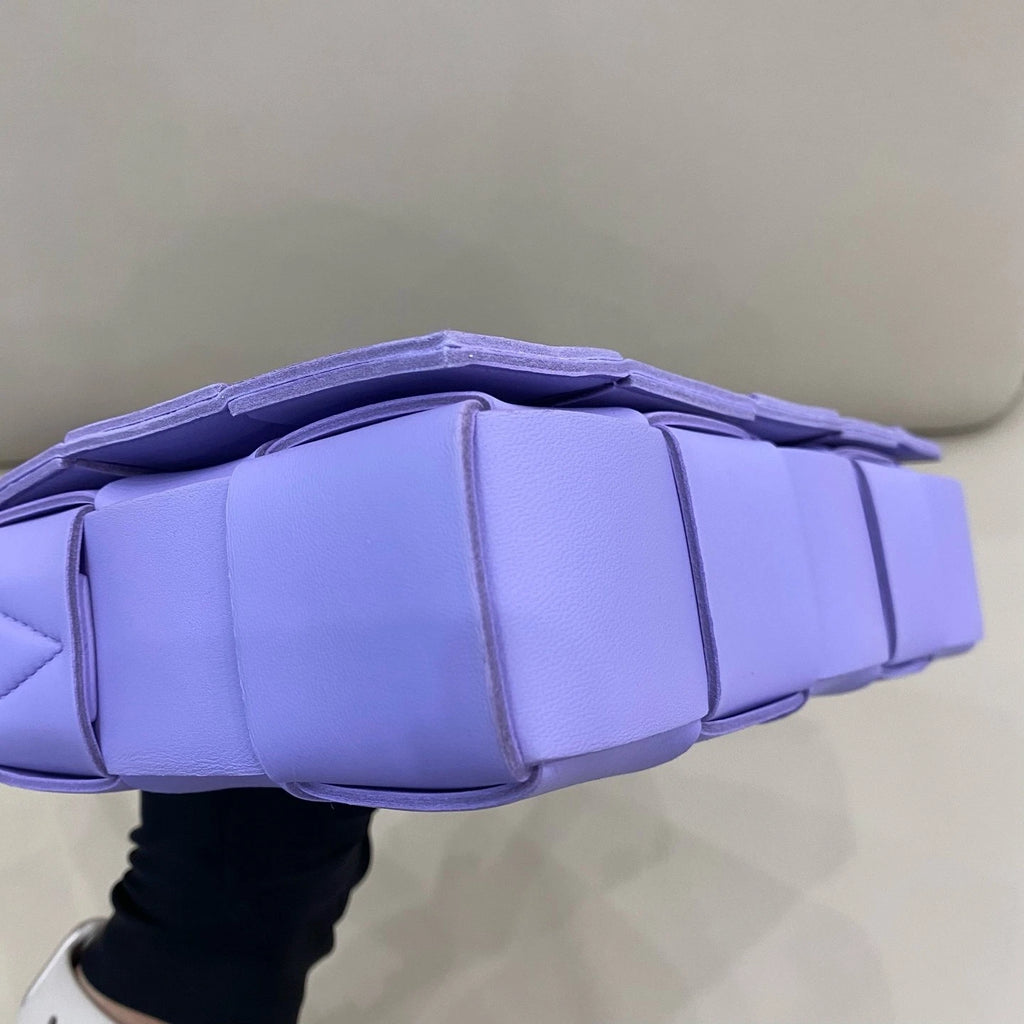 Bottega Veneta Women Small Cassette Purple Leather Crossbody Bag