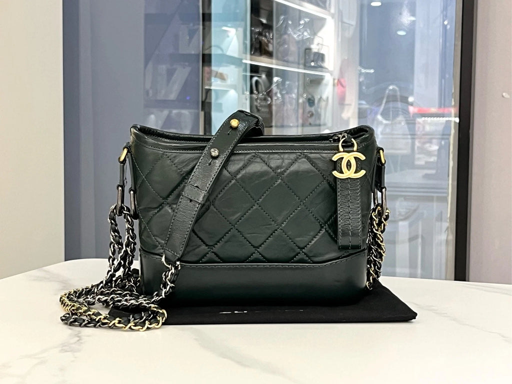CHANEL Gabrielle Small Green Chain Shoulder Crossbody Women