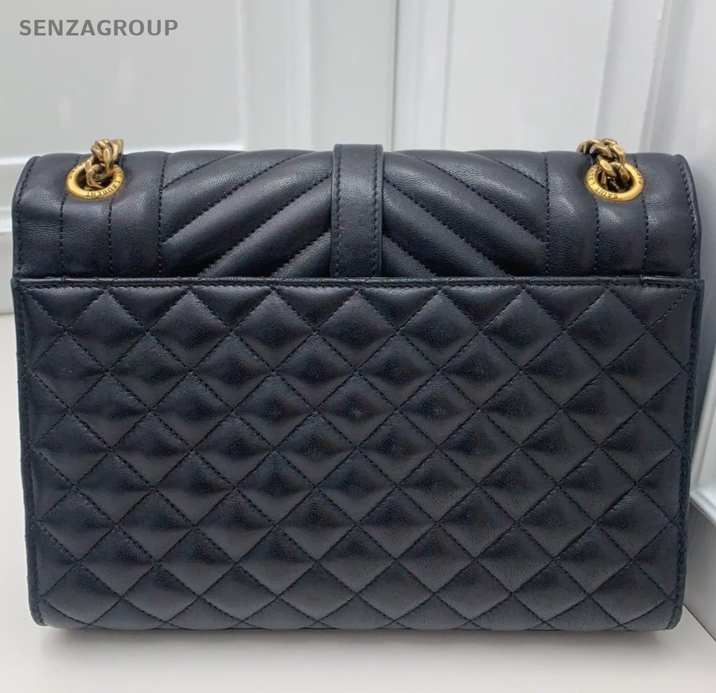 Saint Laurent Envelope Chain Shoulder Bag Black Gold Used Women Classic Fashion