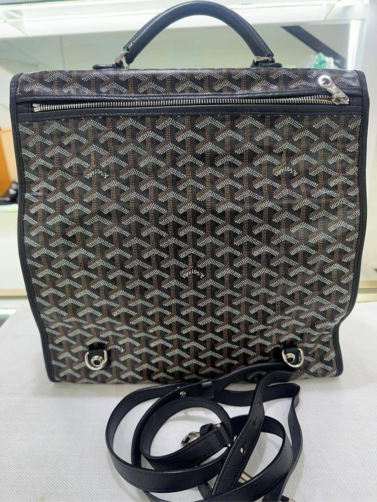 Goyard Black Monogram Canvas Backpack Excellent