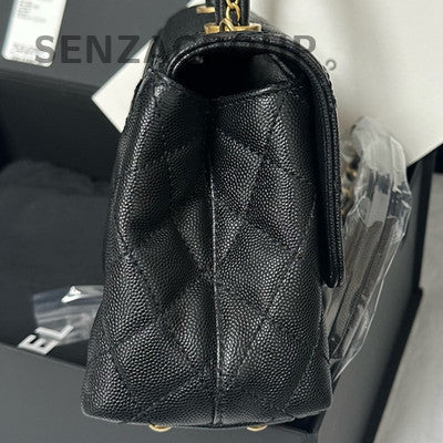 Chanel Coco Handle Black Caviar Small Quilted Chain Shoulder Bag