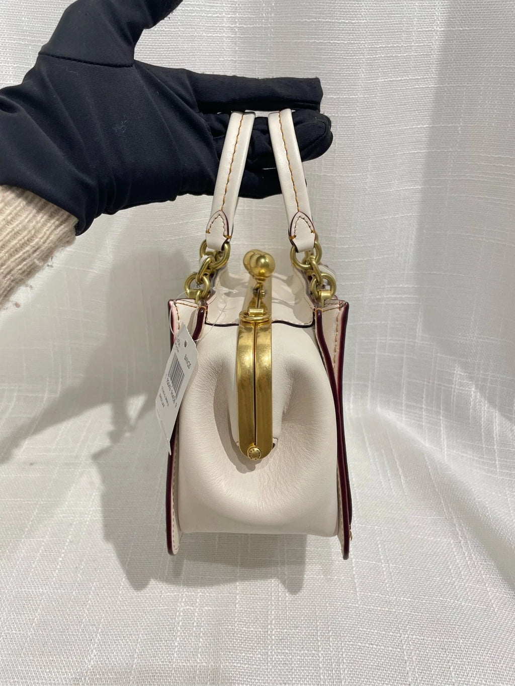 Coach Brown Beige Logo Print Top Handle Crossbody For Women