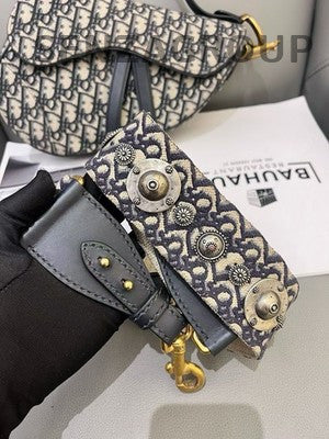 Dior Saddle Bag Medium Black Gold Shoulder Crossbody Women's Fashion