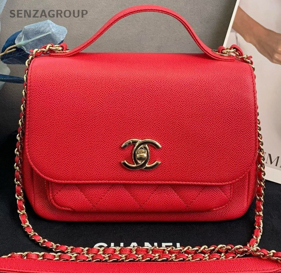 Chanel Calfskin Chain 2Way Shoulder Bag Crossbody Red Gold Women Classic