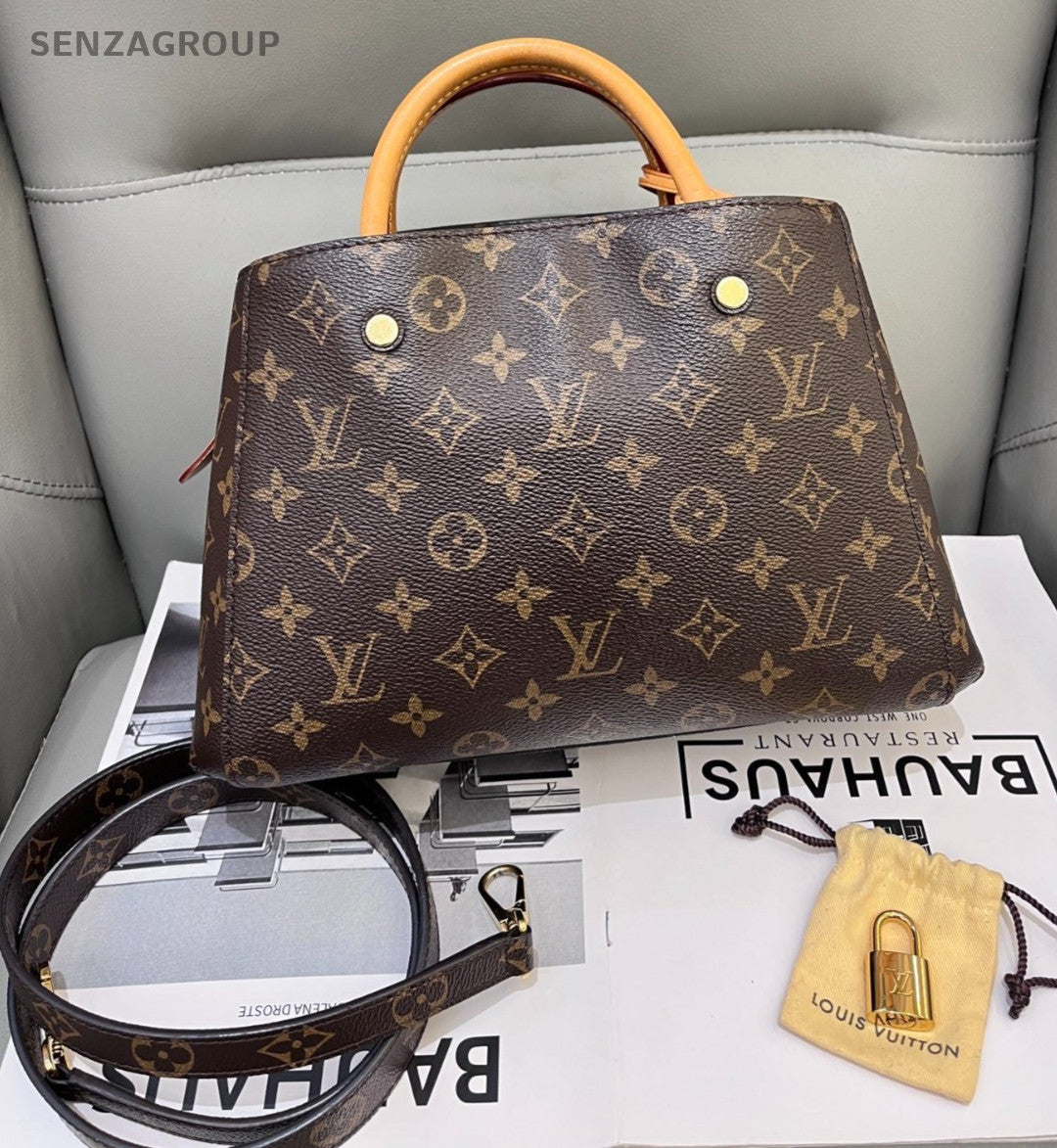 Louis Vuitton Montaigne BB Monogram Top Handle Shoulder Crossbody Bag Brown