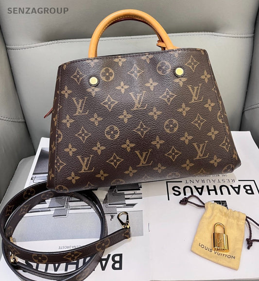 Louis Vuitton Montaigne BB Monogram Top Handle Shoulder Crossbody Bag Brown