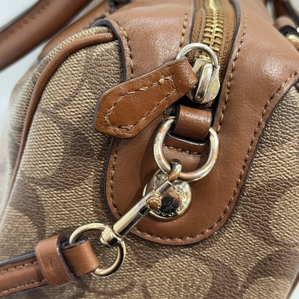 Coach Beige Monogram Rivet Pillow Shoulder Crossbody Handbag Women