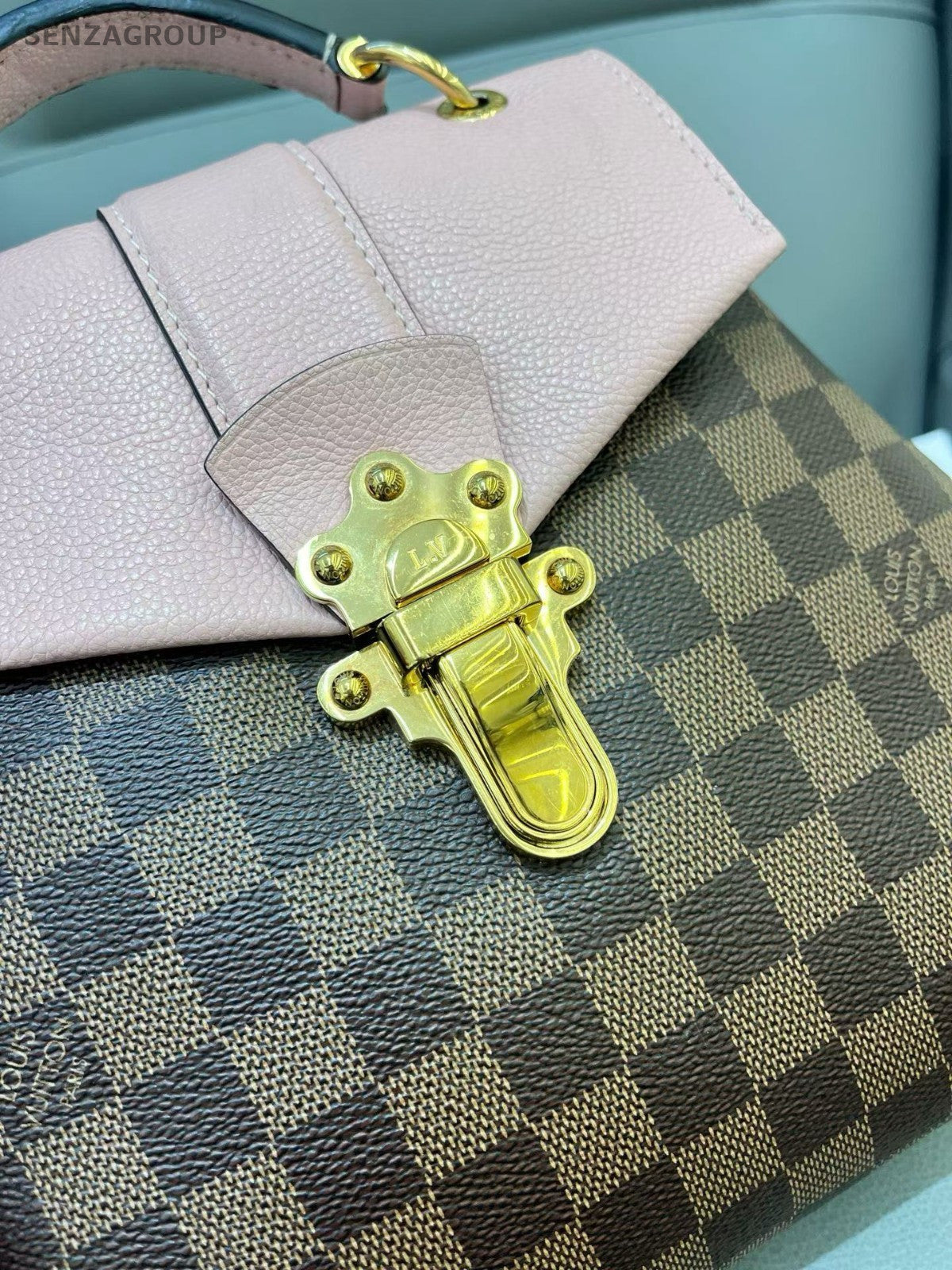 Louis Vuitton Clapton Backpack Damier Ebene Top Handle Brown Pink Women