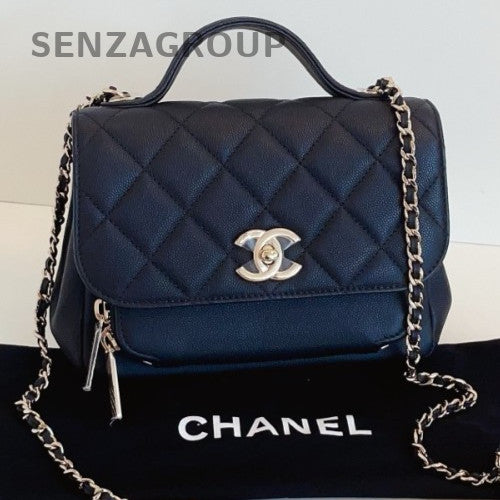 Chanel Affinity Chain Calfskin Diamond Shoulder Bag Crossbody Black Gold Women