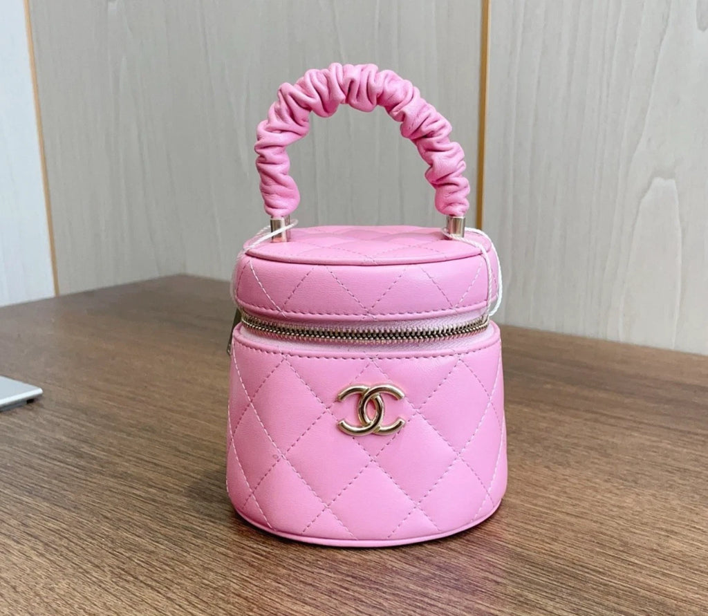 Chanel Bucket Pink Top Handle Bag Gold Hardware Women Fashion